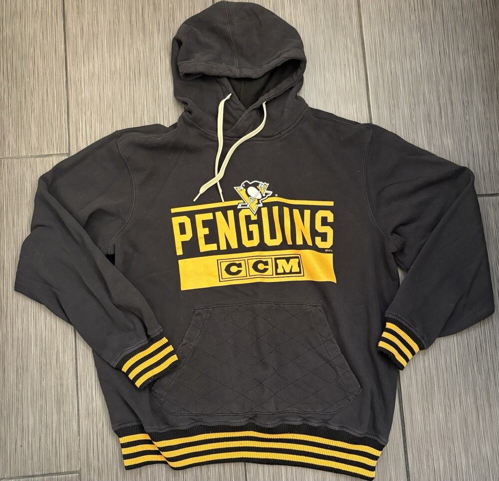 Pittsburgh Penguins CCM Hooded Sweatshirt Men’s XL Black NHL Hockey